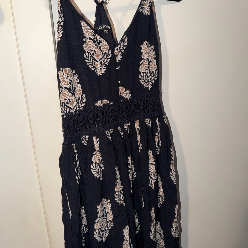 Blue and White Patterned Dress